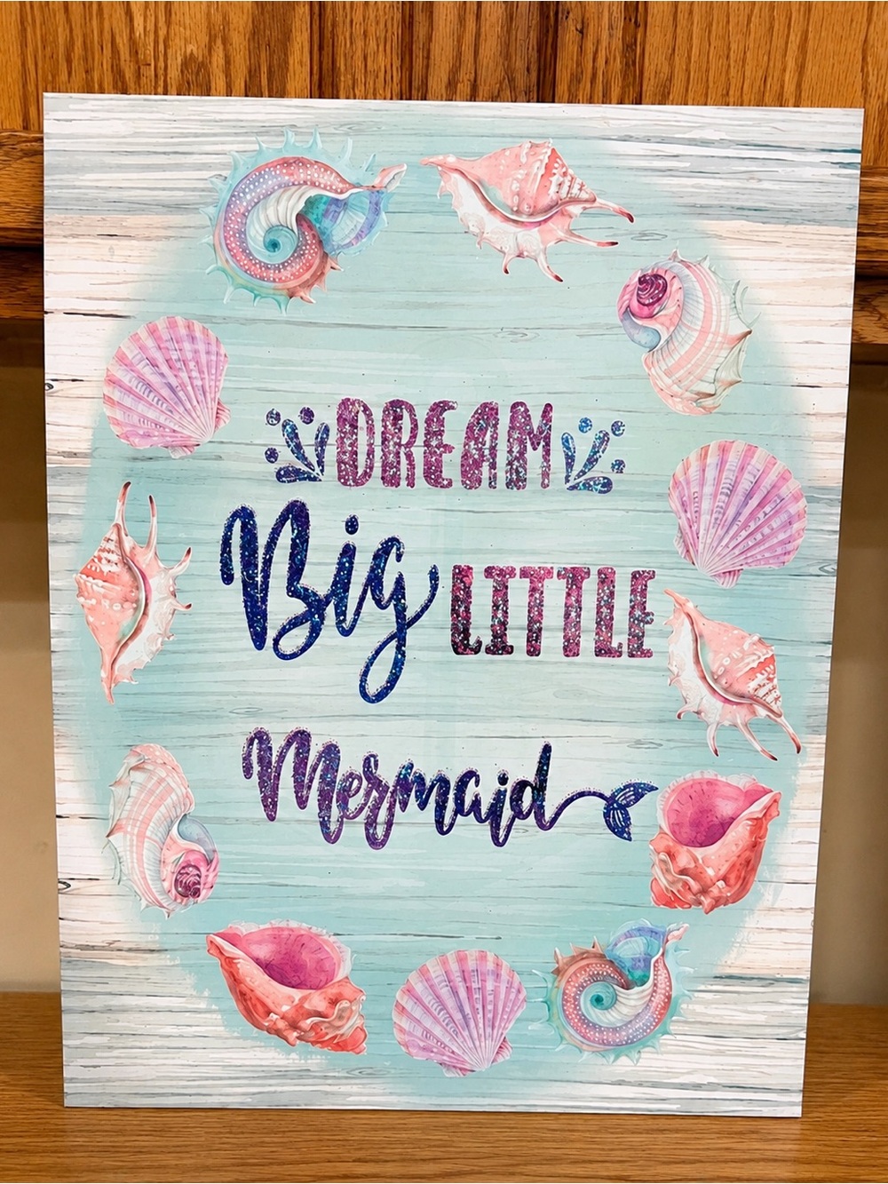 Dream Big Little Mermaid Wall Art - Pastel Mint & Pink
